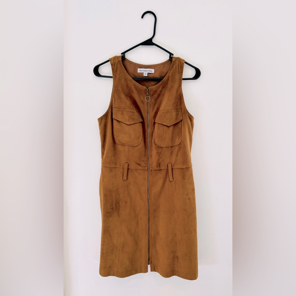 Abercrombie & Fitch EUC Faux Suede Front Pockets Jumper Mini Dress Size M